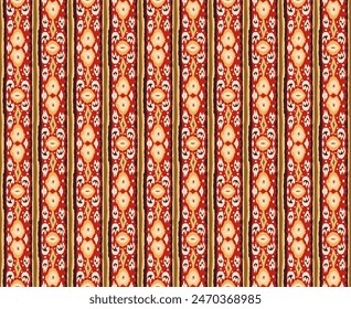 Ikat geometric folklore ornament with diamonds. Tribal ethnic vector texture. Seamless striped pattern in Aztec style. Folk embroidery. Indian, Scandinavian, Gypsy, Mexican, African rug.