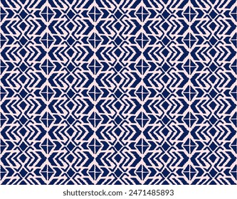Ikat geometric folklore ornament with diamonds. Tribal ethnic vector texture. Seamless striped pattern in Aztec style. Folk embroidery. Indian, Scandinavian, Gypsy, Mexican, African rug.