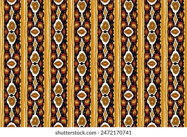 Ikat adorno de folclore geométrico con diamantes. Textura de Vector étnico tribal. Patrón de rayas sin costuras en estilo azteca. Bordado de Folk. India, escandinava, gitana, mexicana, africana.