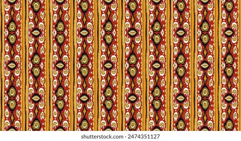 Ikat geometric folklore ornament with diamonds. Tribal ethnic vector texture. Seamless striped pattern in Aztec style. Folk embroidery. Indian, Scandinavian, Gypsy, Mexican, African rug.