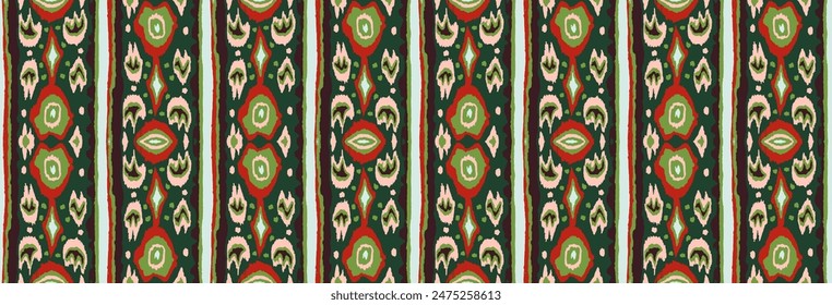 Ikat geometric folklore ornament with diamonds. Tribal ethnic vector texture. Seamless striped pattern in Aztec style. Folk embroidery. Indian, Scandinavian, Gypsy, Mexican, African rug.