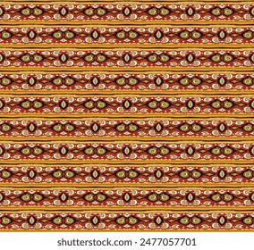 Ikat geometric folklore ornament with diamonds. Tribal ethnic vector texture. Seamless striped pattern in Aztec style. Folk embroidery. Indian, Scandinavian, Gypsy, Mexican, African rug.