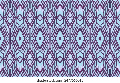 Ikat geometric folklore ornament with diamonds. Tribal ethnic vector texture. Seamless striped pattern in Aztec style. Folk embroidery. Indian, Scandinavian, Gypsy, Mexican, African rug.