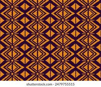 Ikat geometric folklore ornament with diamonds. Tribal ethnic vector texture. Seamless striped pattern in Aztec style. Folk embroidery. Indian, Scandinavian, Gypsy, Mexican, African rug.