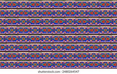 Ikat geometric folklore ornament with diamonds. Tribal ethnic vector texture. Seamless striped pattern in Aztec style. Folk embroidery. Indian, Scandinavian, Gypsy, Mexican, African rug.