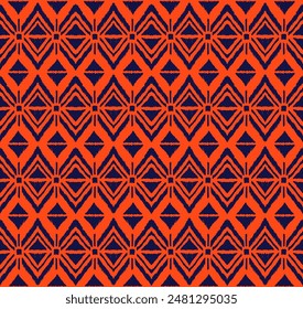 Ikat geometric folklore ornament with diamonds. Tribal ethnic vector texture. Seamless striped pattern in Aztec style. Folk embroidery. Indian, Scandinavian, Gypsy, Mexican, African rug.