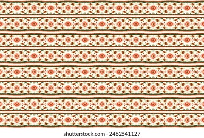 Ikat geometric folklore ornament with diamonds. Tribal ethnic vector texture. Seamless striped pattern in Aztec style. Folk embroidery. Indian, Scandinavian, Gypsy, Mexican, African rug.