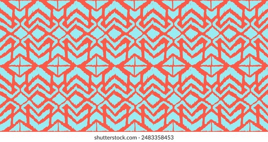 Ikat geometric folklore ornament with diamonds. Tribal ethnic vector texture. Seamless striped pattern in Aztec style. Folk embroidery. Indian, Scandinavian, Gypsy, Mexican, African rug.