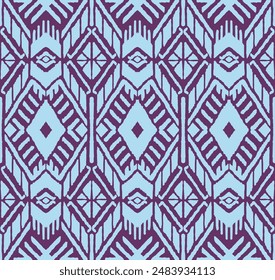 Ikat geometric folklore ornament with diamonds. Tribal ethnic vector texture. Seamless striped pattern in Aztec style. Folk embroidery. Indian, Scandinavian, Gypsy, Mexican, African rug.