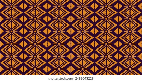 Ikat geometric folklore ornament with diamonds. Tribal ethnic vector texture. Seamless striped pattern in Aztec style. Folk embroidery. Indian, Scandinavian, Gypsy, Mexican, African rug.