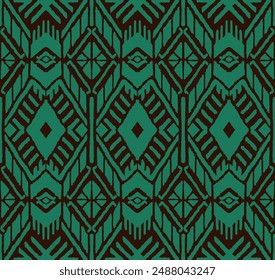 Ikat geometric folklore ornament with diamonds. Tribal ethnic vector texture. Seamless striped pattern in Aztec style. Folk embroidery. Indian, Scandinavian, Gypsy, Mexican, African rug.