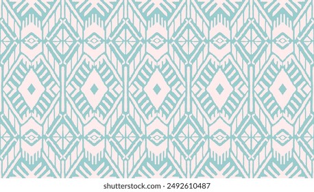 Ikat geometric folklore ornament with diamonds. Tribal ethnic vector texture. Seamless striped pattern in Aztec style. Folk embroidery. Indian, Scandinavian, Gypsy, Mexican, African rug.