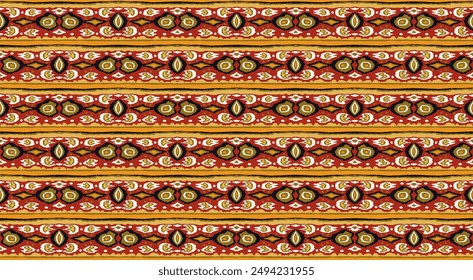 Ikat geometric folklore ornament with diamonds. Tribal ethnic vector texture. Seamless striped pattern in Aztec style. Folk embroidery. Indian, Scandinavian, Gypsy, Mexican, African rug.
