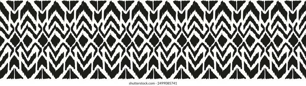 Ikat geometric folklore ornament with diamonds. Tribal ethnic vector texture. Seamless striped pattern in Aztec style. Folk embroidery. Indian, Scandinavian, Gypsy, Mexican, African rug.