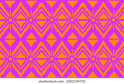 Ikat geometric folklore ornament with diamonds. Tribal ethnic vector texture. Seamless striped pattern in Aztec style. Folk embroidery. Indian, Scandinavian, Gypsy, Mexican, African rug.