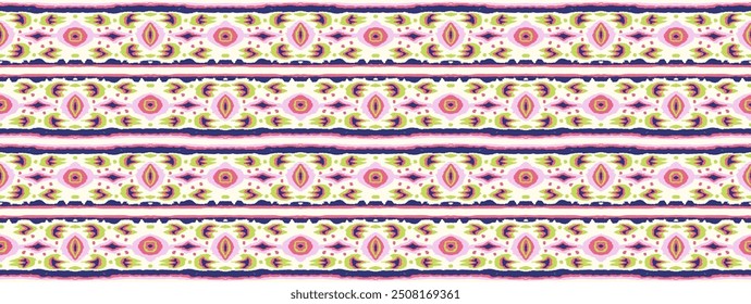 Ikat geometric folklore ornament with diamonds. Tribal ethnic vector texture. Seamless striped pattern in Aztec style. Folk embroidery. Indian, Scandinavian, Gypsy, Mexican, African rug.