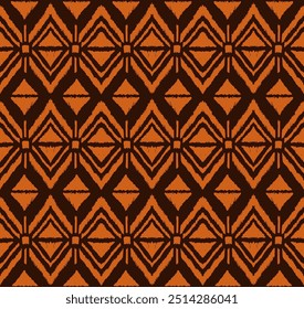 Ikat geometric folklore ornament with diamonds. Tribal ethnic vector texture. Seamless striped pattern in Aztec style. Folk embroidery. Indian, Scandinavian, Gypsy, Mexican, African rug.