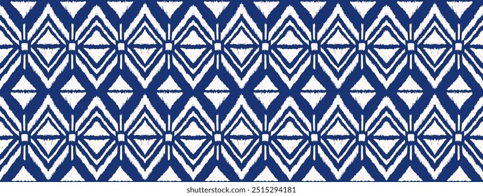 Ikat geometric folklore ornament with diamonds. Tribal ethnic vector texture. Seamless striped pattern in Aztec style. Folk embroidery. Indian, Scandinavian, Gypsy, Mexican, African rug.