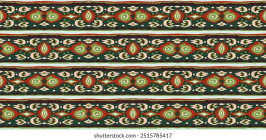 Ikat geometric folklore ornament with diamonds. Tribal ethnic vector texture. Seamless striped pattern in Aztec style. Folk embroidery. Indian, Scandinavian, Gypsy, Mexican, African rug.