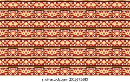 Ikat geometric folklore ornament with diamonds. Tribal ethnic vector texture. Seamless striped pattern in Aztec style. Folk embroidery. Indian, Scandinavian, Gypsy, Mexican, African rug.