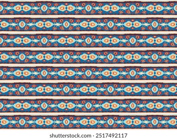 Ikat geometric folklore ornament with diamonds. Tribal ethnic vector texture. Seamless striped pattern in Aztec style. Folk embroidery. Indian, Scandinavian, Gypsy, Mexican, African rug.