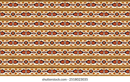 Ikat geometric folklore ornament with diamonds. Tribal ethnic vector texture. Seamless striped pattern in Aztec style. Folk embroidery. Indian, Scandinavian, Gypsy, Mexican, African rug.