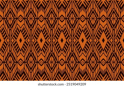 Ikat geometric folklore ornament with diamonds. Tribal ethnic vector texture. Seamless striped pattern in Aztec style. Folk embroidery. Indian, Scandinavian, Gypsy, Mexican, African rug.