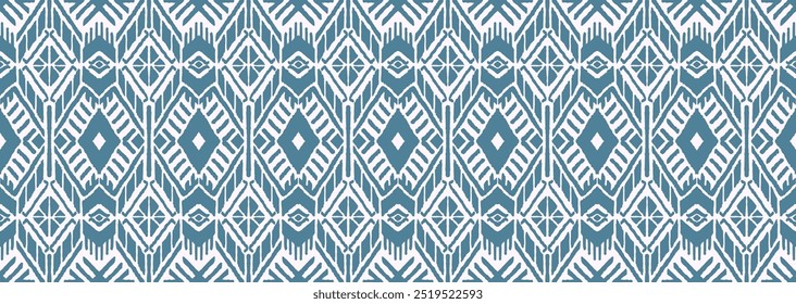 Ikat geometric folklore ornament with diamonds. Tribal ethnic vector texture. Seamless striped pattern in Aztec style. Folk embroidery. Indian, Scandinavian, Gypsy, Mexican, African rug.