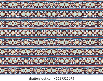 Ikat geometric folklore ornament with diamonds. Tribal ethnic vector texture. Seamless striped pattern in Aztec style. Folk embroidery. Indian, Scandinavian, Gypsy, Mexican, African rug.