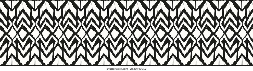 Ikat geometric folklore ornament with diamonds. Tribal ethnic vector texture. Seamless striped pattern in Aztec style. Folk embroidery. Indian, Scandinavian, Gypsy, Mexican, African rug.