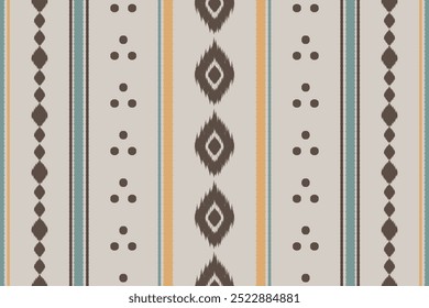 Ikat geometric folklore ornament with diamonds. Tribal ethnic vector texture. Seamless striped pattern in Aztec style. Folk embroidery. Indian, Scandinavian, Gypsy, Mexican, African rug.