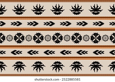 Ikat geometric folklore ornament with diamonds. Tribal ethnic vector texture. Seamless striped pattern in Aztec style. Folk embroidery. Indian, Scandinavian, Gypsy, Mexican, African rug.