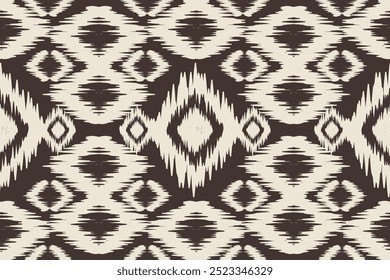 Ikat geometric folklore ornament with diamonds. Tribal ethnic vector texture. Seamless striped pattern in Aztec style. Folk embroidery. Indian, Scandinavian, Gypsy, Mexican, African rug.