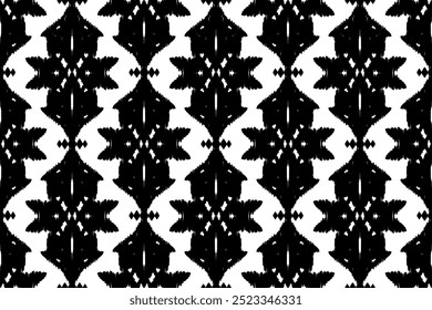 Ikat geometric folklore ornament with diamonds. Tribal ethnic vector texture. Seamless striped pattern in Aztec style. Folk embroidery. Indian, Scandinavian, Gypsy, Mexican, African rug.