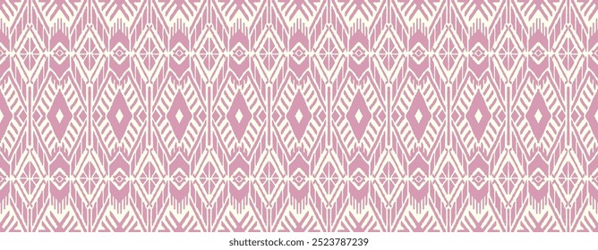 Ikat geometric folklore ornament with diamonds. Tribal ethnic vector texture. Seamless striped pattern in Aztec style. Folk embroidery. Indian, Scandinavian, Gypsy, Mexican, African rug.