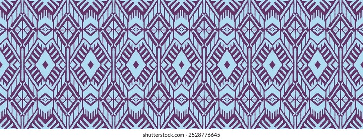 Ikat geometric folklore ornament with diamonds. Tribal ethnic vector texture. Seamless striped pattern in Aztec style. Folk embroidery. Indian, Scandinavian, Gypsy, Mexican, African rug.