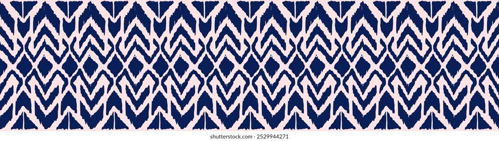 Ikat geometric folklore ornament with diamonds. Tribal ethnic vector texture. Seamless striped pattern in Aztec style. Folk embroidery. Indian, Scandinavian, Gypsy, Mexican, African rug.