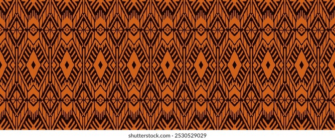 Ikat geometric folklore ornament with diamonds. Tribal ethnic vector texture. Seamless striped pattern in Aztec style. Folk embroidery. Indian, Scandinavian, Gypsy, Mexican, African rug.