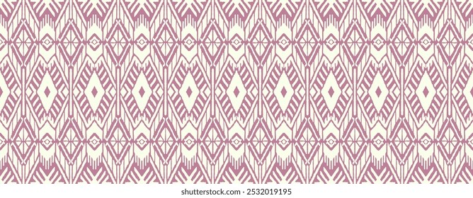 Ikat geometric folklore ornament with diamonds. Tribal ethnic vector texture. Seamless striped pattern in Aztec style. Folk embroidery. Indian, Scandinavian, Gypsy, Mexican, African rug.