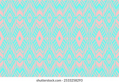 Ikat geometric folklore ornament with diamonds. Tribal ethnic vector texture. Seamless striped pattern in Aztec style. Folk embroidery. Indian, Scandinavian, Gypsy, Mexican, African rug.