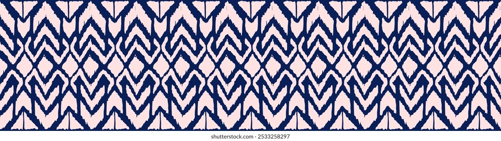 Ikat geometric folklore ornament with diamonds. Tribal ethnic vector texture. Seamless striped pattern in Aztec style. Folk embroidery. Indian, Scandinavian, Gypsy, Mexican, African rug.