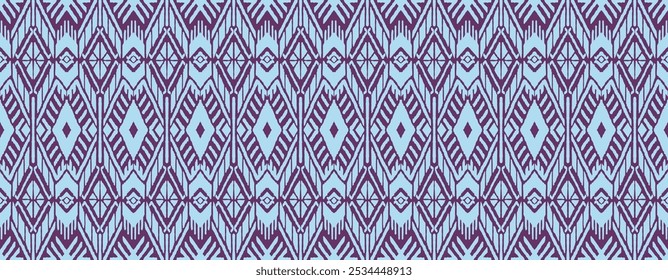 Ikat geometric folklore ornament with diamonds. Tribal ethnic vector texture. Seamless striped pattern in Aztec style. Folk embroidery. Indian, Scandinavian, Gypsy, Mexican, African rug.