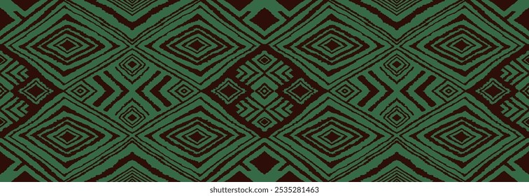 Ikat geometric folklore ornament with diamonds. Tribal ethnic vector texture. Seamless striped pattern in Aztec style. Folk embroidery. Indian, Scandinavian, Gypsy, Mexican, African rug.