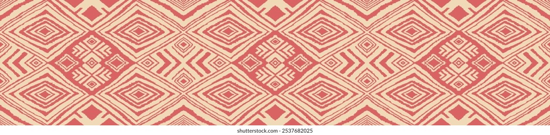 Ikat geometric folklore ornament with diamonds. Tribal ethnic vector texture. Seamless striped pattern in Aztec style. Folk embroidery. Indian, Scandinavian, Gypsy, Mexican, African rug.