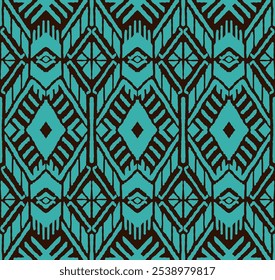 Ikat geometric folklore ornament with diamonds. Tribal ethnic vector texture. Seamless striped pattern in Aztec style. Folk embroidery. Indian, Scandinavian, Gypsy, Mexican, African rug.