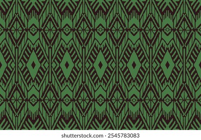 Ornamento folclórico geométrico Ikat com diamantes. Textura de vetores étnicos tribais. Padrão listrado sem costura em estilo asteca. Bordado popular. tapete indiano, escandinavo, cigano, mexicano, africano.