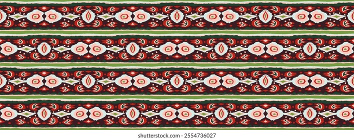 Ikat geometric folklore ornament with diamonds. Tribal ethnic vector texture. Seamless striped pattern in Aztec style. Folk embroidery. Indian, Scandinavian, Gypsy, Mexican, African rug.