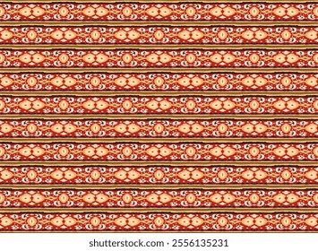 Ikat geometric folklore ornament with diamonds. Tribal ethnic vector texture. Seamless striped pattern in Aztec style. Folk embroidery. Indian, Scandinavian, Gypsy, Mexican, African rug.