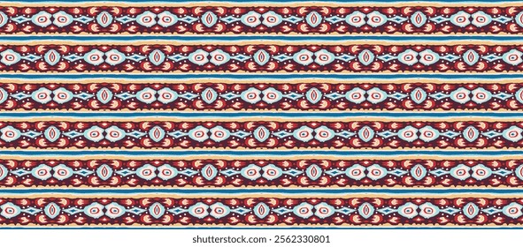 Ikat geometric folklore ornament with diamonds. Tribal ethnic vector texture. Seamless striped pattern in Aztec style. Folk embroidery. Indian, Scandinavian, Gypsy, Mexican, African rug.