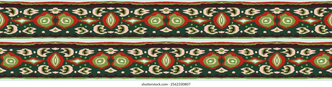 Ikat geometric folklore ornament with diamonds. Tribal ethnic vector texture. Seamless striped pattern in Aztec style. Folk embroidery. Indian, Scandinavian, Gypsy, Mexican, African rug.